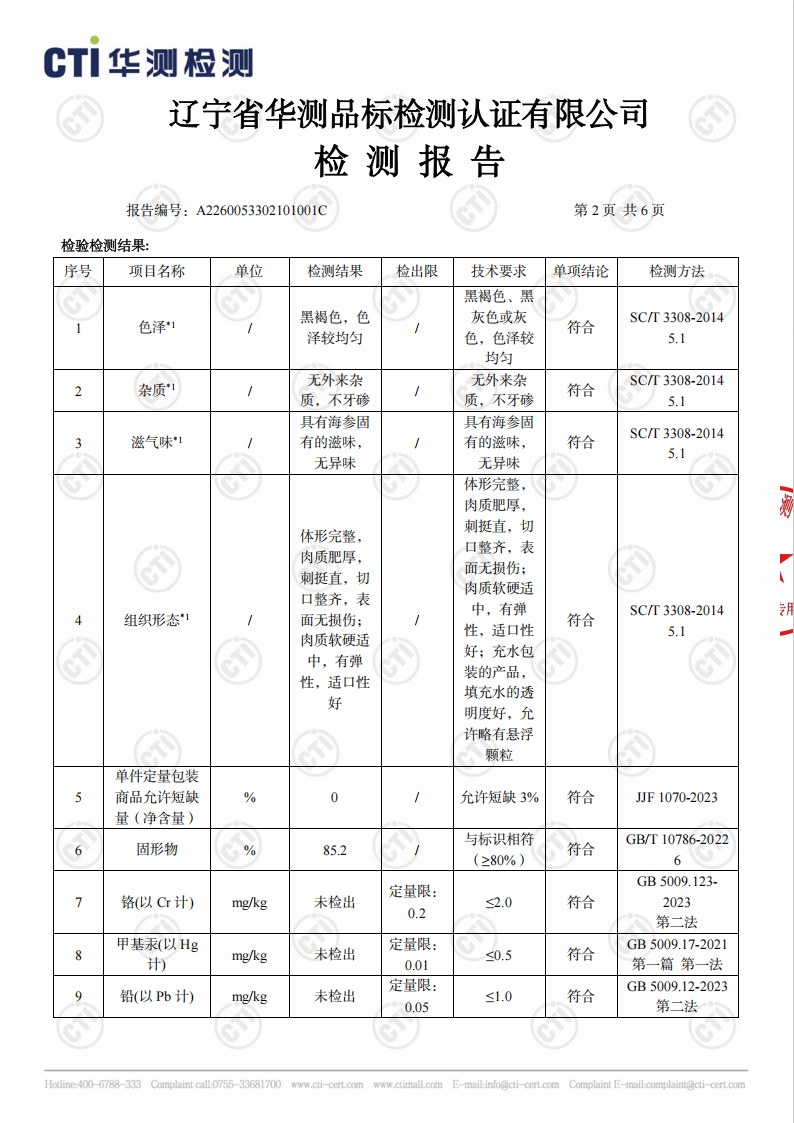 海鲜攻略海参检测报告